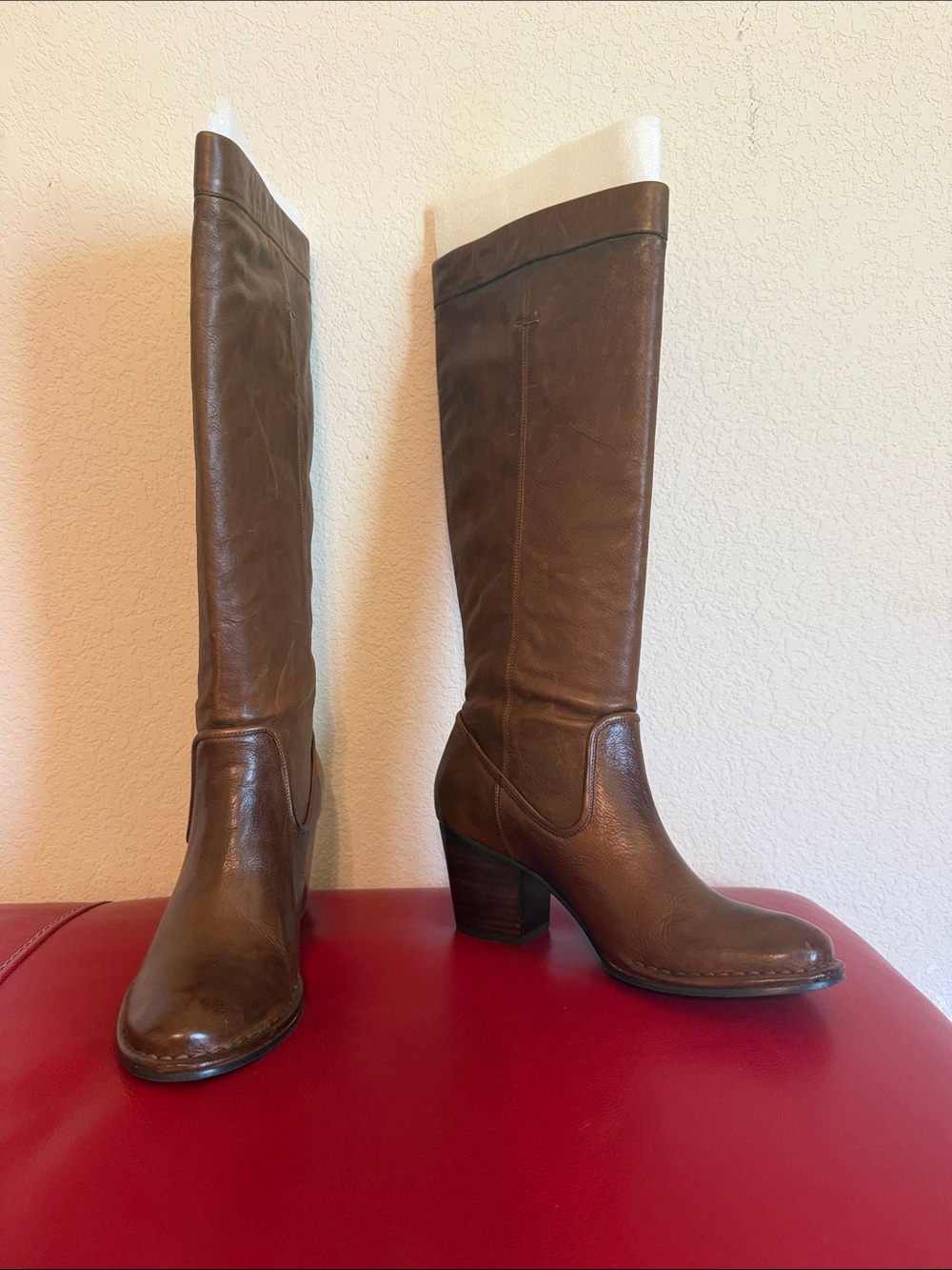 Frye Rory Scrunch Tall Leather Boots Brown NWOT  - Women's 8.5